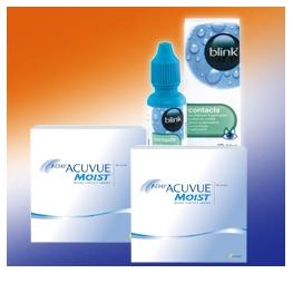  1-Day Acuvue Moist 90: 2 Boxen + Blink Contacts 10ml 